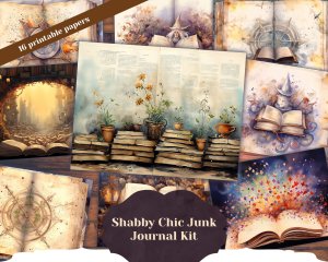 Watercolor Wizard Book Center Page Junk Journal Background | Printable Digital Journal Paper | Shabby Chic Ephemera | Invitations, Planners