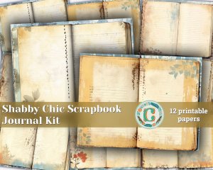 12 Papers | Vintage Shabby Chic Ephemera Junk Journal Kit, Printable Pages, Scrapbooking Paper Collection, Journaling Essentials