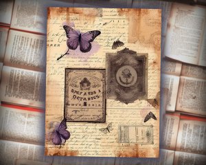 15 papers | Shabby Chic Vintage Scrapbooking Kit with Lavender Watercolor Details | Printable Pages for Junk Journals, Invitations