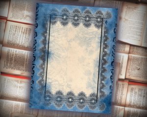 22 papers | Shabby Chic Scrapbooking Kit | Junk Journal Printable Pages | Blue Gothic Lace Border Embroidery | Scrapbooking Papers