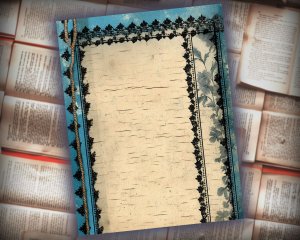 22 papers | Shabby Chic Scrapbooking Kit | Junk Journal Printable Pages | Blue Gothic Lace Border Embroidery | Scrapbooking Papers