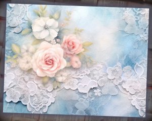 16 papers | Soft Blue Lace illustration background | Pastel colors | Fairy tale watercolor | Shabby chic ephemera | Scrapbooking kit