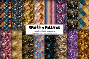 Glitter Texture Digital Paper Seamless Pack with 17 Unique Designs for Scrapbooking, Crafts, and DIY Projects - Instant Download!