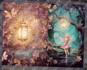 20 Pages of Spring Night Background, Fantasy Fairy Tale, Vivid Colors, Shabby Chic Ephemera for Scrapbooking, Invitations, Digital Planners