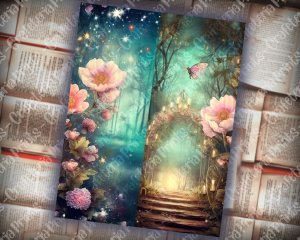 20 pages of Spring Night Fantasy Fairy Tale Scrapbooking Backgrounds - Vivid Colors, Shabby Chic Ephemera - Perfect for Invitations