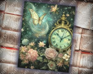 20 pages of Spring Night Fantasy Fairy Tale Scrapbooking Backgrounds - Vivid Colors, Shabby Chic Ephemera - Perfect for Invitations