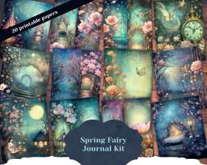 20 pages of Spring Night Fantasy Fairy Tale Scrapbooking Backgrounds - Vivid Colors, Shabby Chic Ephemera - Perfect for Invitations