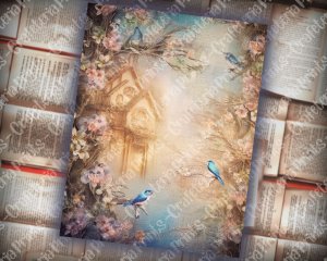 20 Pages of Spring Night Background Fantasy Fairy Tale Vivid Colors Scrapbooking Ephemera for Invitations, Digital Planners, Journaling