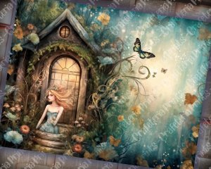 20 Pages of Spring Night Background, Fantasy Fairy Tale, Vivid Colors, Shabby Chic Ephemera for Scrapbooking, Invitations, Digital Planners