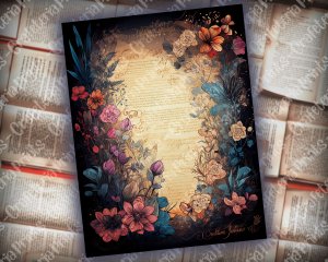 12 pages of Spring Night background, Fantasy Fairy tale vivid colors, shabby chic ephemera, scrabooking background, watercolor illustration