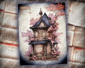 12 pages of Spring Night background, Fantasy Fairy tale vivid colors, shabby chic ephemera, scrabooking background, watercolor illustration