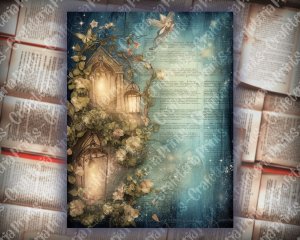 20 Pages of Spring Night Background Fantasy Fairy Tale Vivid Colors Scrapbooking Ephemera, Perfect for Invitations, Digital Planners