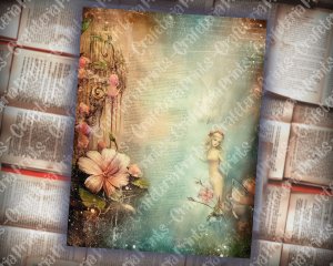 20 Pages of Spring Night Background Fantasy Fairy Tale Vivid Colors Scrapbooking Ephemera, Perfect for Invitations, Digital Planners