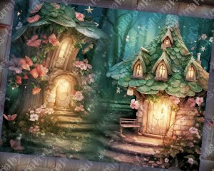 20 Pages of Spring Night Fantasy Fairy Tale Scrapbooking Backgrounds | Vivid Colors | Shabby Chic Ephemera | Perfect for Invitations