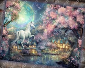 20 Pages of Spring Night Fantasy Fairy Tale Scrapbooking Backgrounds | Vivid Colors | Shabby Chic Ephemera | Perfect for Invitations