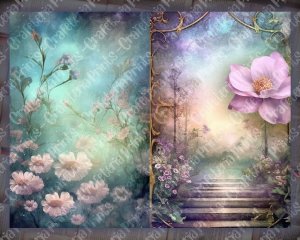 20 Pages of Spring Night Fantasy Fairy Tale Scrapbooking Backgrounds | Vivid Colors | Shabby Chic Ephemera | Perfect for Invitations