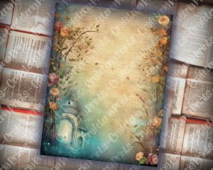 20 pages of Spring Night Fantasy Fairy Tale Scrapbooking Backgrounds - Vivid Colors, Shabby Chic Ephemera - Perfect for Invitations