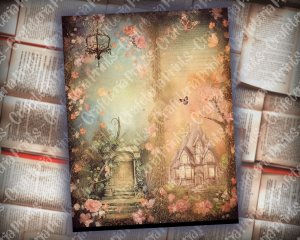 20 pages of Spring Night Fantasy Fairy Tale Scrapbooking Backgrounds - Vivid Colors, Shabby Chic Ephemera - Perfect for Invitations