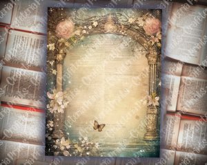 20 pages of Spring Night Fantasy Fairy Tale Scrapbooking Backgrounds - Vivid Colors, Shabby Chic Ephemera - Perfect for Invitations