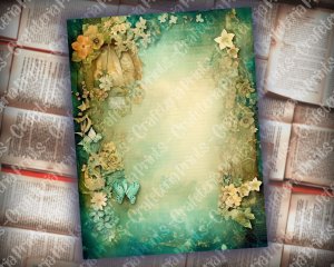 20 pages of Spring Night Fantasy Fairy Tale Scrapbooking Backgrounds - Vivid Colors, Shabby Chic Ephemera - Perfect for Invitations