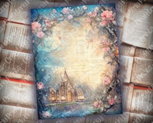 20 pages of Spring Night Fantasy Fairy Tale Scrapbooking Backgrounds - Vivid Colors, Shabby Chic Ephemera - Perfect for Invitations