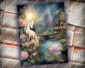 20 pages of Spring Night Fantasy Fairy Tale Scrapbooking Backgrounds - Vivid Colors, Shabby Chic Ephemera - Perfect for Invitations