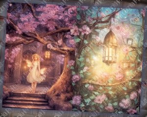 20 Pages of Spring Night Background, Fantasy Fairy Tale, Vivid Colors, Shabby Chic Ephemera, Scrapbooking, Invitations, Digital Planners