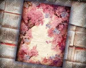 12 pages of Spring Night background Fantasy Fairy tale vivid colors, shabby chic ephemera, scrapbooking background, watercolor illustration