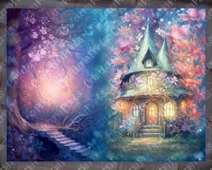 20 Pages of Spring Night Background Fantasy Fairy Tale Vivid Colors, Shabby Chic Ephemera, Scrapbooking Background for Invitations