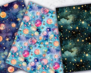 Mystic Stars Digital Paper Seamless Pattern Collection - High Resolution Printable Backgrounds for Crafts, Scrapbooking, and DIY Projects