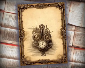 16 Papers | Steampunk Scrapbooking Kit, Tea Dyed Printable Pages, Sepia Tone Illustrations, Junk Journaling, Shabby Chic Ephemera