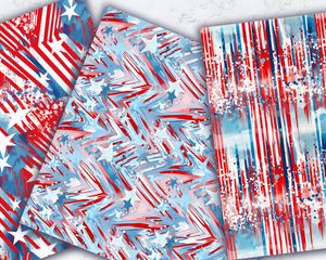 Digital Seamless Pattern Paper with Stevie Red Stripes and White Stars on Blue Abstract Art - Watercolor Digital Scrapbooking Pap