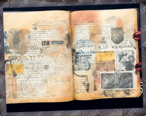 Strange Theme Junk Journal Page, Large Detailed Elements, Vivid Colors, Digital Watercolor Illustration, Shabby Chic Ephemera