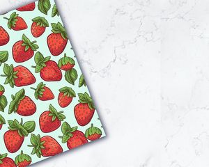 Strawberry Clipart Digital Pattern Paper | Cute Watercolor Doodle Illustration | Seamless Texture | Big Elements | Light Background