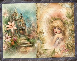 19 pages of Summer Fairy Fantasy Fairy Tale Vivid Colors Shabby Chic Ephemera Scrapbooking Background, Perfect for Invitations