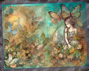 19 pages of Summer Fairy Fantasy Fairy Tale Vivid Colors Shabby Chic Ephemera Scrapbooking Background, Perfect for Invitations