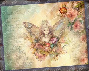 19 pages of Summer Fairy Fantasy Fairy Tale Vivid Colors Shabby Chic Ephemera Scrapbooking Background, Perfect for Invitations