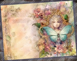 19 pages of Summer Fairy Fantasy Fairy Tale Vivid Colors Shabby Chic Ephemera Scrapbooking Background, Perfect for Invitations