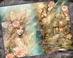 20 pages of Summer Fairy Fantasy Fairy tale vivid colors shabby chic ephemera scrapbooking backgrounds - perfect for invitations