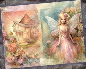 20 pages of Summer Fairy Fantasy Fairy tale vivid colors shabby chic ephemera scrapbooking backgrounds - perfect for invitations