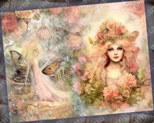 20 pages of Summer Fairy Fantasy Fairy tale vivid colors shabby chic ephemera scrapbooking backgrounds - perfect for invitations