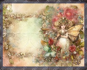 18 Pages of Summer Fairy Fantasy Fairy Tale Vivid Colors Shabby Chic Ephemera Scrapbooking Background - Perfect for Invitations