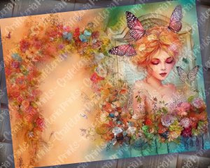 18 Pages of Summer Fairy Fantasy Fairy Tale Vivid Colors Shabby Chic Ephemera Scrapbooking Background - Perfect for Invitations