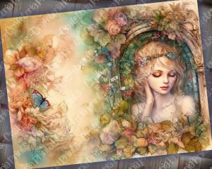 18 Pages of Summer Fairy Fantasy Fairy Tale Vivid Colors Shabby Chic Ephemera Scrapbooking Background - Perfect for Invitations