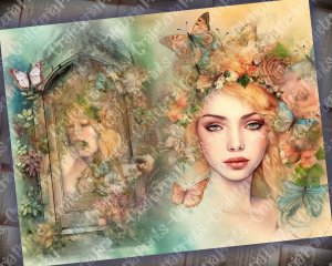 18 Pages of Summer Fairy Fantasy Fairy Tale Vivid Colors Shabby Chic Ephemera Scrapbooking Background - Perfect for Invitations