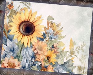 Watercolor Pastel Sunflowers Junk Journal Background, Fairy Collage Printable, Digital Nature Journal Paper, Floral Muted Colors