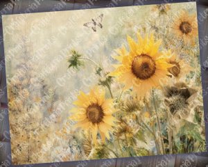 Watercolor Pastel Sunflowers Junk Journal Background, Fairy Collage Printable, Digital Nature Journal Paper, Floral Muted Colors