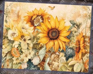 Watercolor Pastel Sunflowers Junk Journal Background, Fairy Collage Printable, Digital Nature Journal Paper, Floral Muted Colors