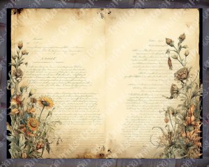 Watercolor Illustration Lined Paper Sunflowers Floral Theme Vintage Flowers Wallpaper for Junk Journal, High Quality, High Detailed