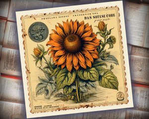 12 Papers | Vintage Sunflower Postage Stamp Clipart for Scrapbooking, Invitations, and Designs | High Quality, Digital Planner